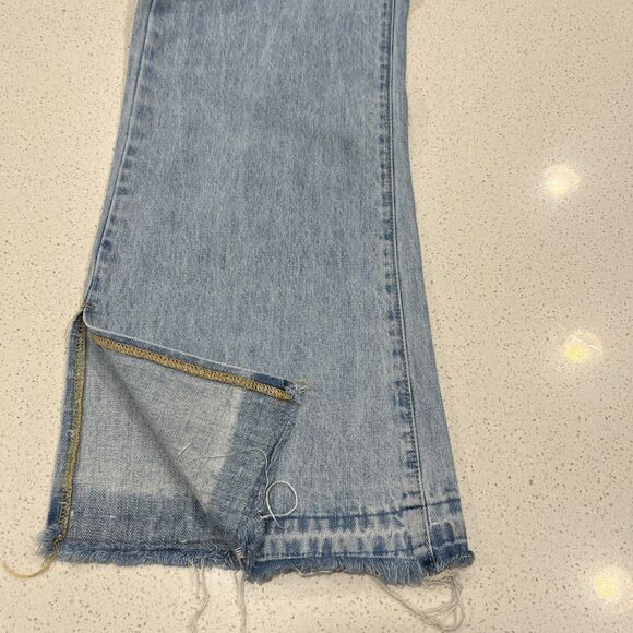 Princess Polly Wide Leg Side Slit Jeans Size 4 Light Wash - Picture 5 of 15
